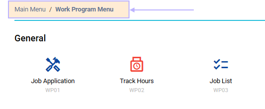 Work Program Menu Interface