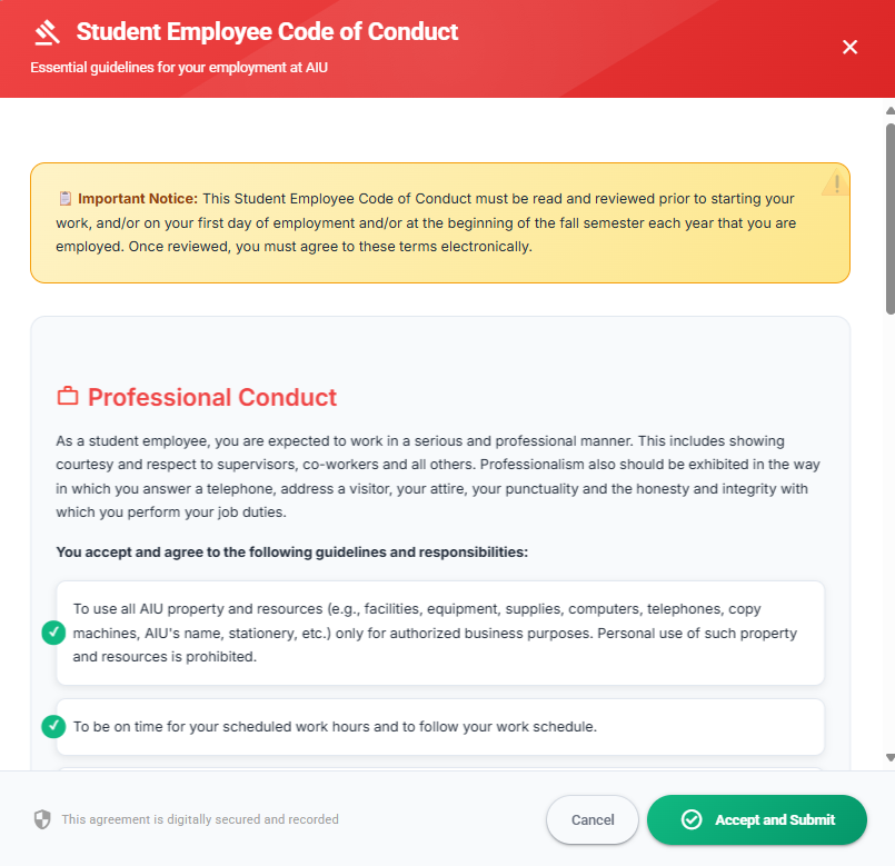 Work Program Menu Interface